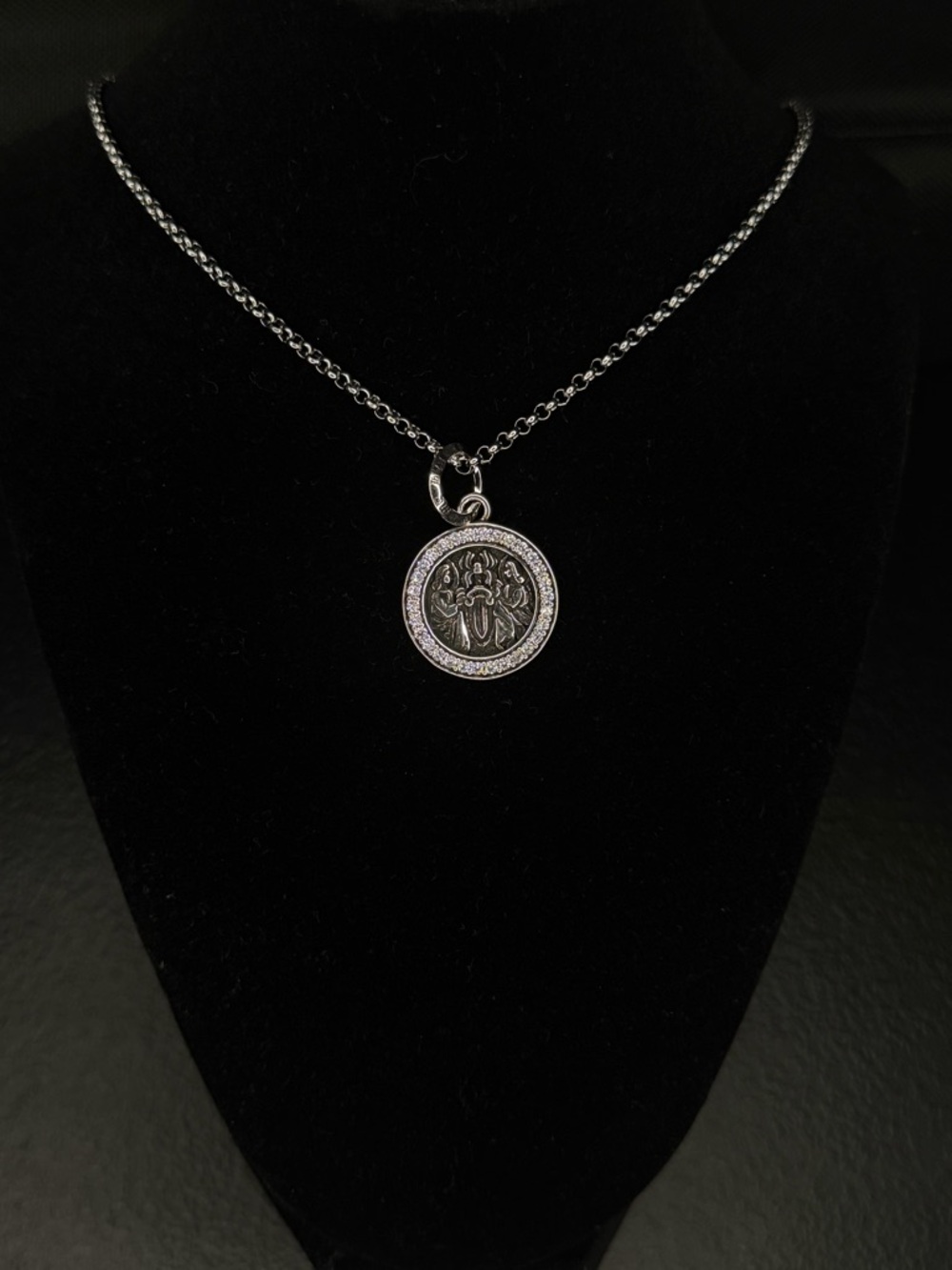 Chrome Hearts Dagger Knife Studded Diamond Tag Unisex Necklace